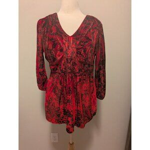 Red & Black Crushed Velvet APT.9 Womens XL blouse Goth Romantic boho